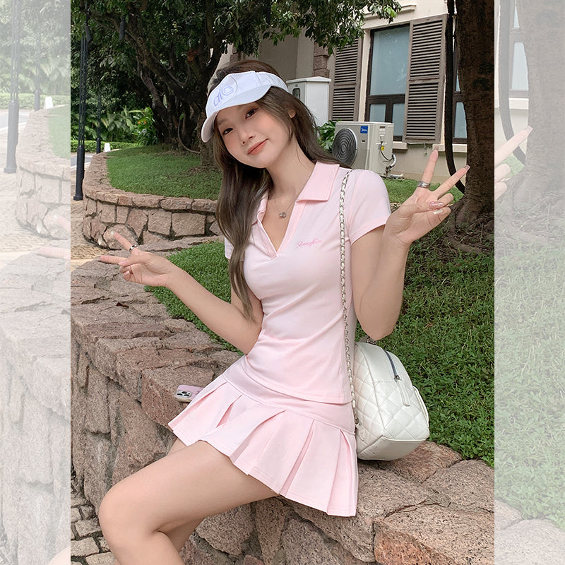 Fanciti Women's Short Skirt Pink Elastic Waistband Slimming