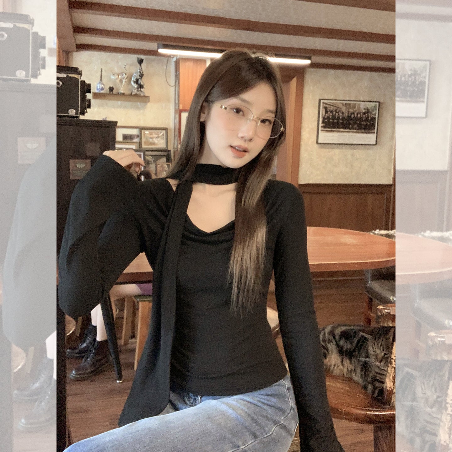 Fanciti Women's Top Autumn Atmosphere Off-shoulder