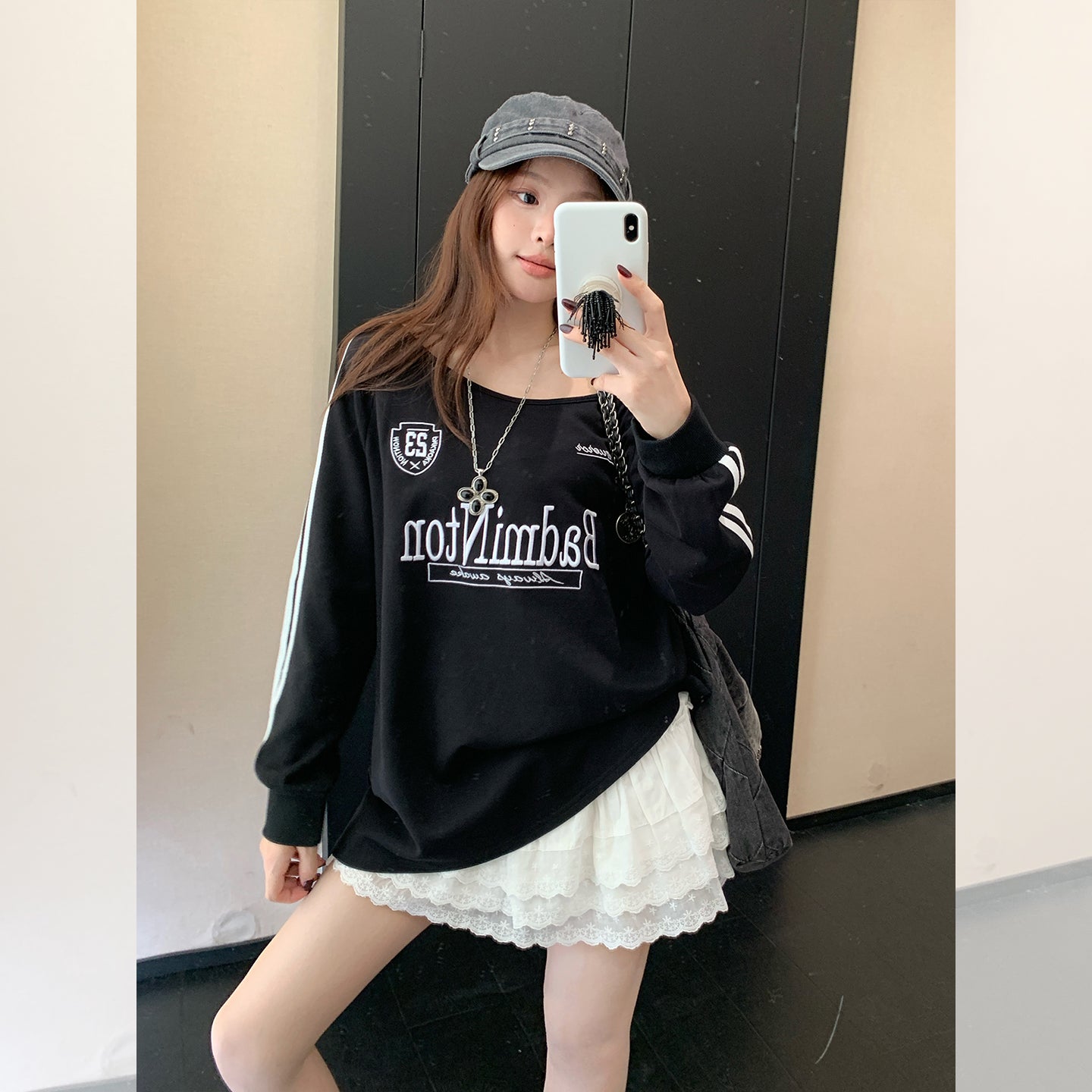 Fanciti's Women's Top Round Neck Letter Print Long Sleeve T-Shirt