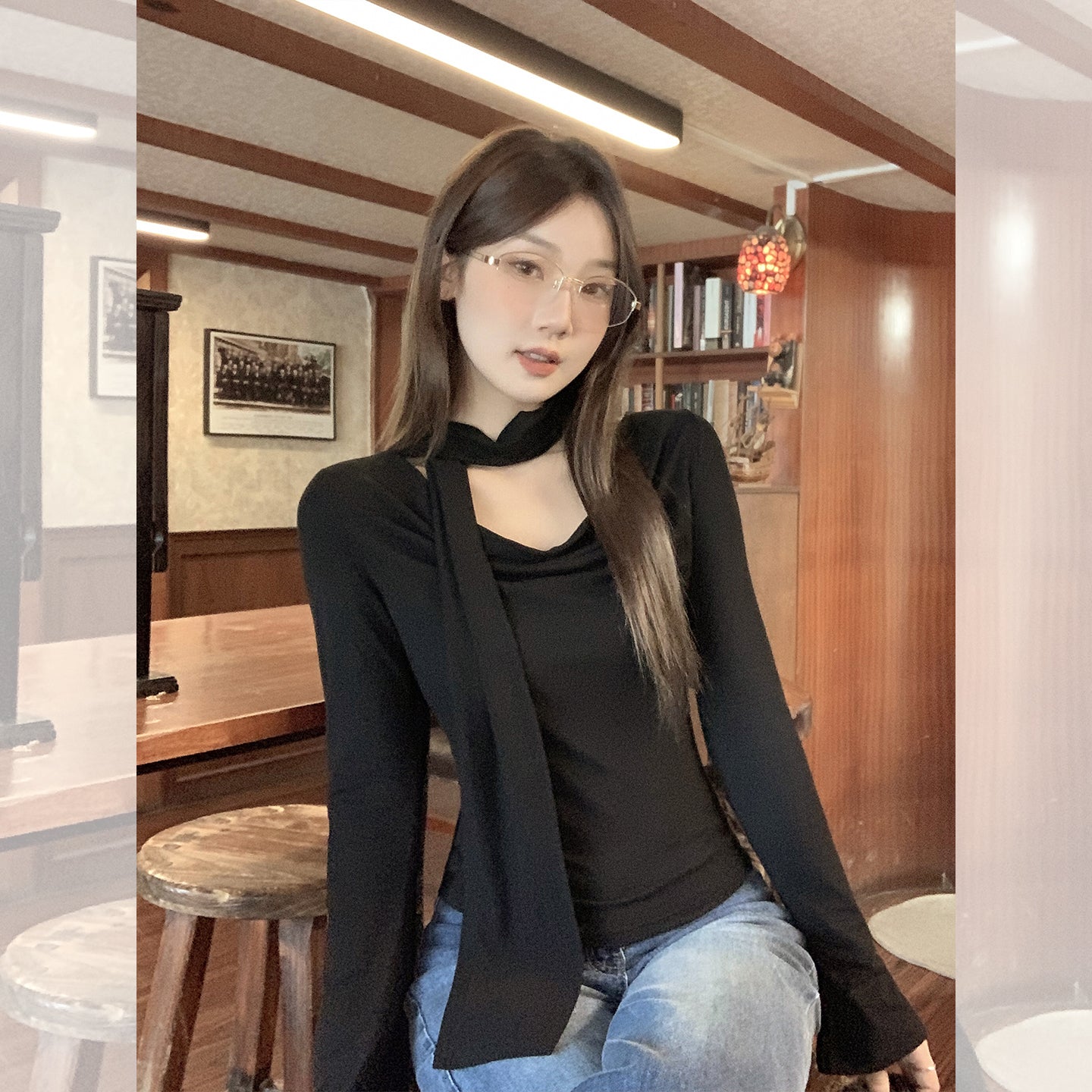 Fanciti Women's Top Autumn Atmosphere Off-shoulder