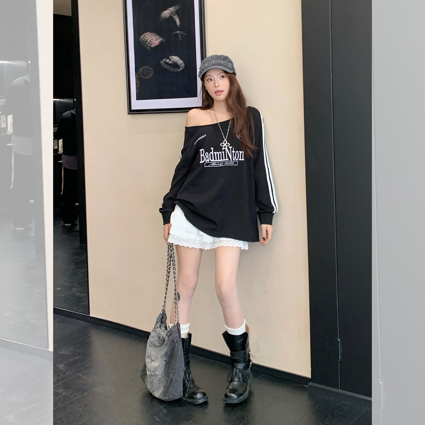 Fanciti's Women's Top Round Neck Letter Print Long Sleeve T-Shirt